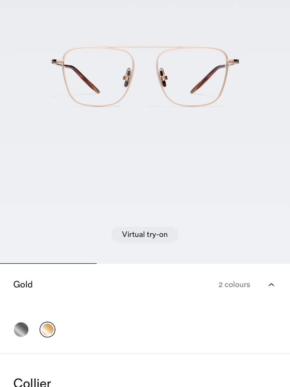 Gold Metal Aviator Eyeglasses - Collier